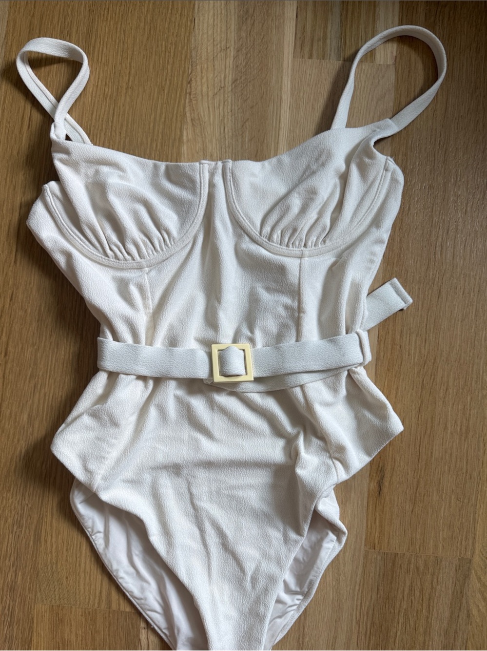 We Wore What Ivory One-Piece Swimsuit with Belt